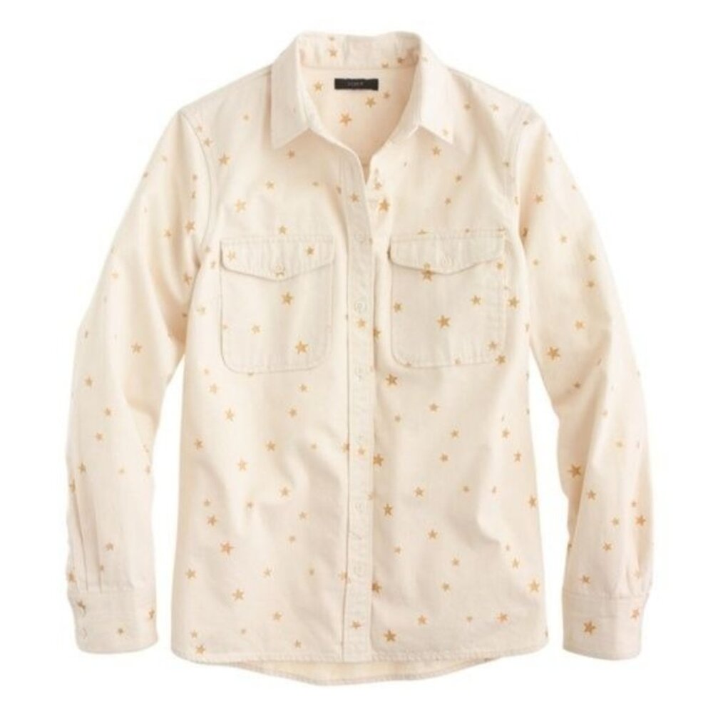 J Crew Gold Star Ecru Button Down Shirt